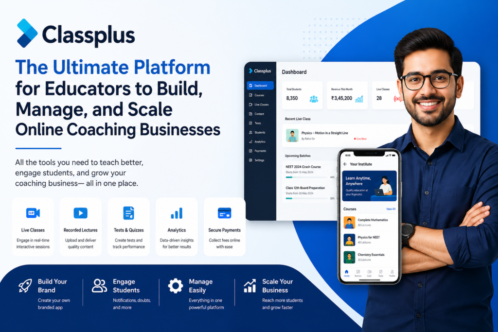 an educator, app dashboard, and features for managing and scaling online coaching businesses.