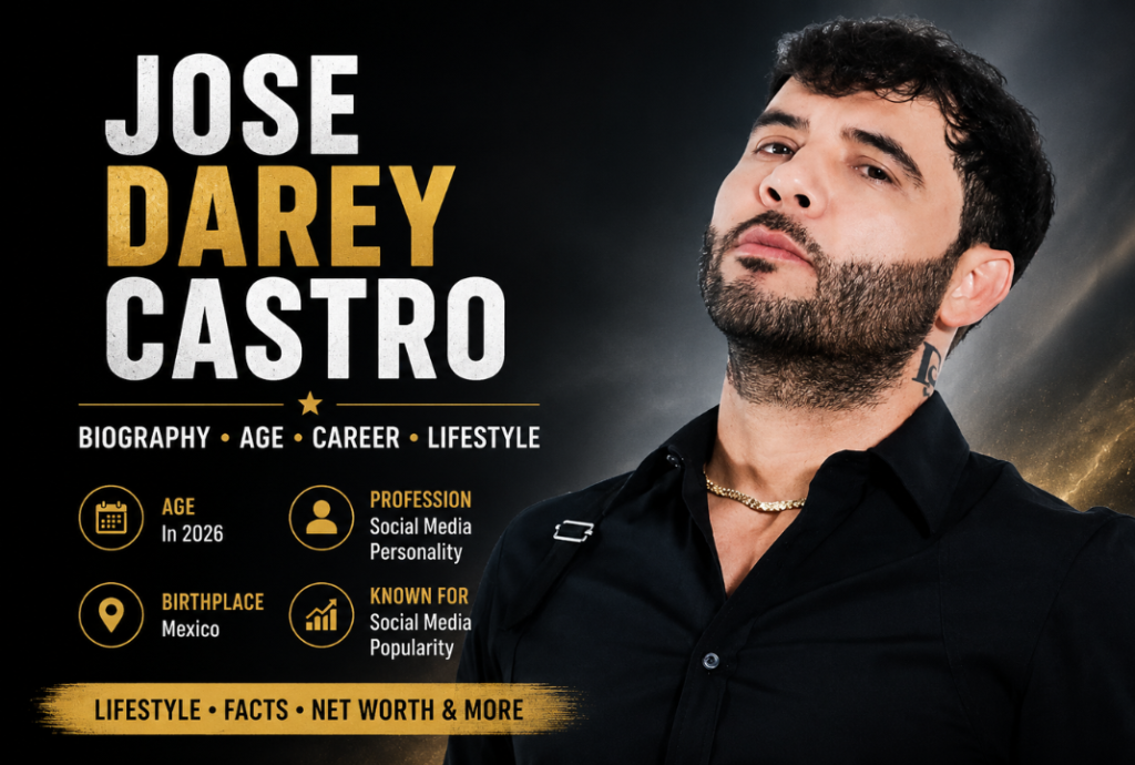 Jose Darey Castro biography feature image showing his age, lifestyle, career, social media popularity, and net worth in a modern black and gold design.