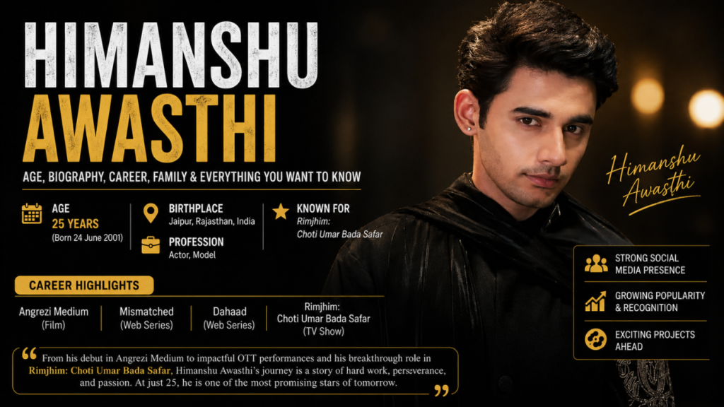Himanshu Awasthi age, biography, career, family, net worth, and TV shows, featuring his journey from Angrezi Medium to Rimjhim: Choti Umar Bada Safar.